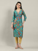 Printed Neck Embroidered Muslin Kurta